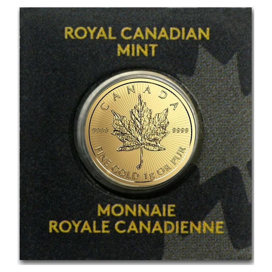 ROYAL CANADIAN MINT 1 gram Gold Maple Leaf - Maplegram 25 (In Assay, Random Year)