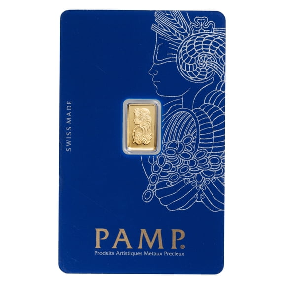 1 gram Gold PAMP Lady Fortuna VERISCAN Bar w/ Assay