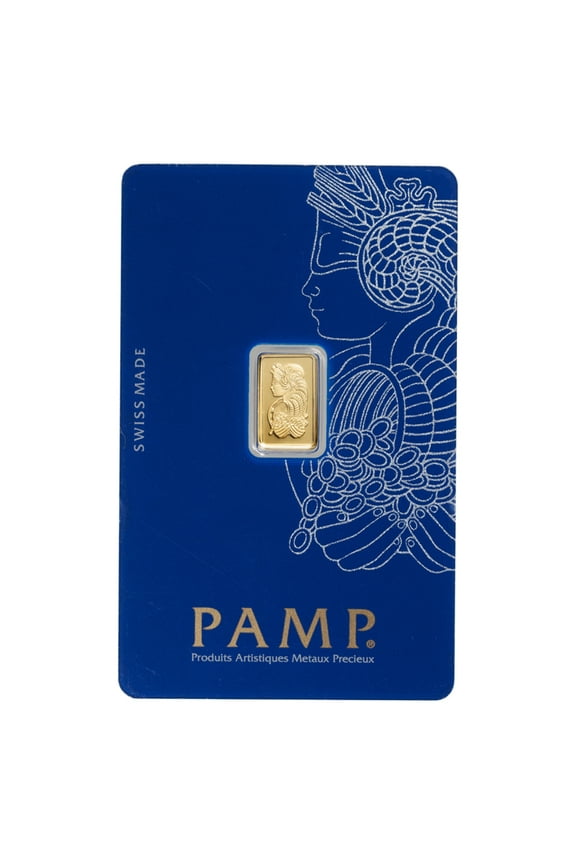 1 gram Gold PAMP Lady Fortuna VERISCAN Bar w/ Assay