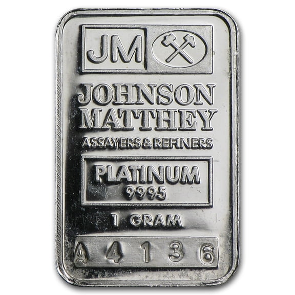 1 gram Platinum Bar - Johnson Matthey (.9995 Fine, JM Logo)