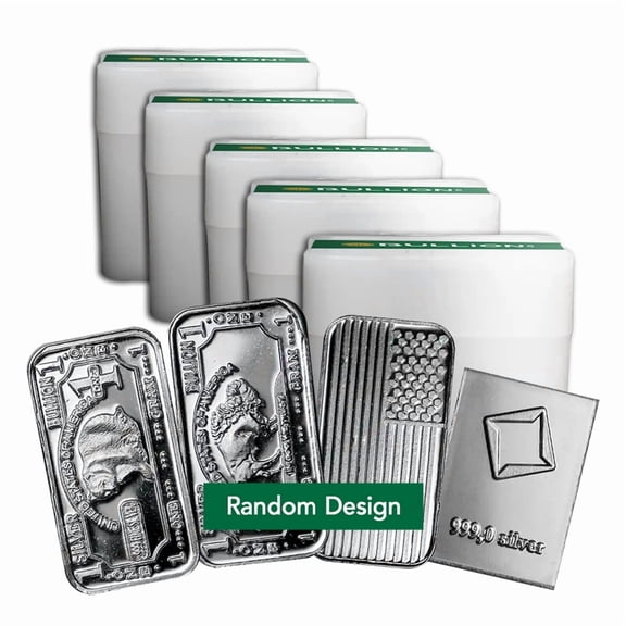 1 gram Silver Bar - Random Design - Lot of 100