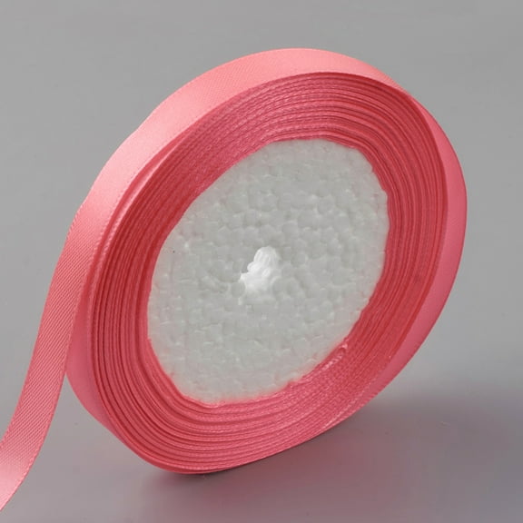 1 group Single Face Satin Ribbon Polyester Ribbon Breast Cancer Pink Awareness Ribbon Making Materials Light Coral 3/8 inch(10mm) 25yards/roll(22.86m/roll)