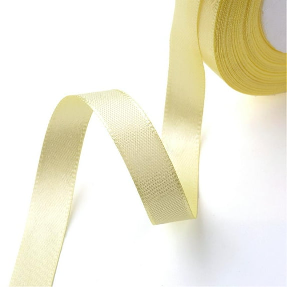 1 group Single Face Satin Ribbon Polyester Ribbon Champagne Yellow 1 inch(25mm) wide 25yards/roll(22.86m/roll) 5rolls/group 125yards/group(114.3m/group)