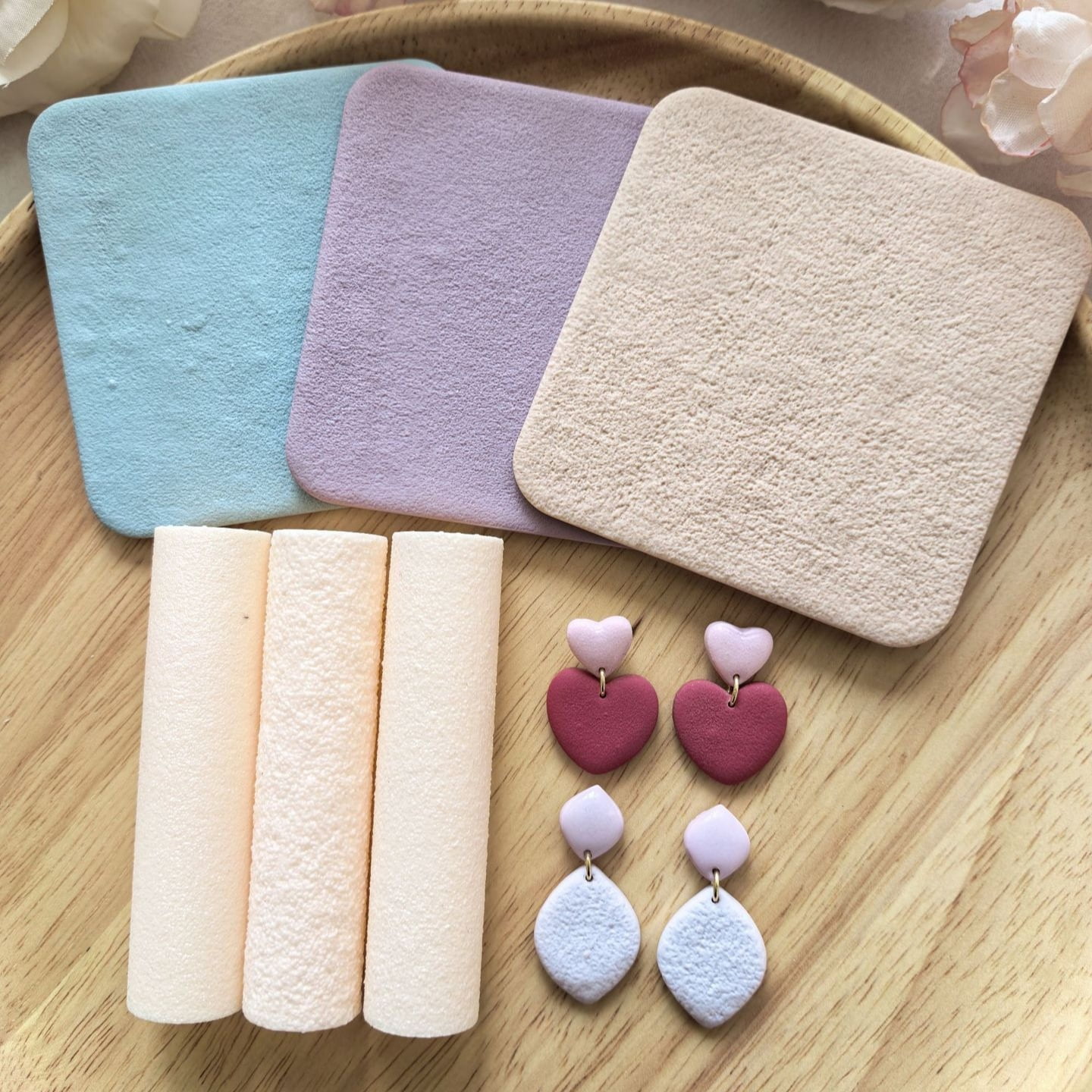 1 high-precision flocked textured soft clay roller DIY earring making tool