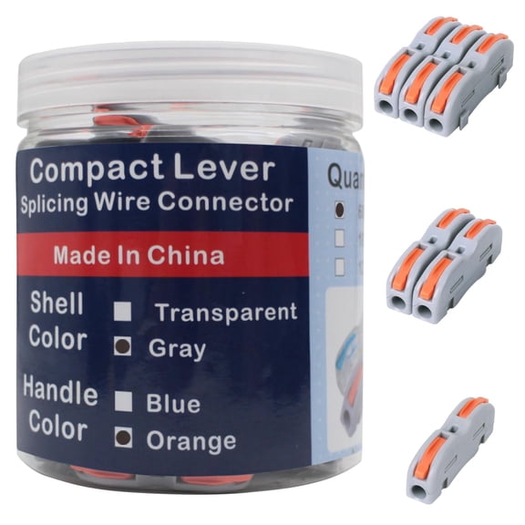 1 in 1 Out Compact Lever Splicing Wire Connectors, Lever Nuts Wire Connectors Bucket of 60 Pcs Lever Operated Splicing Connectors