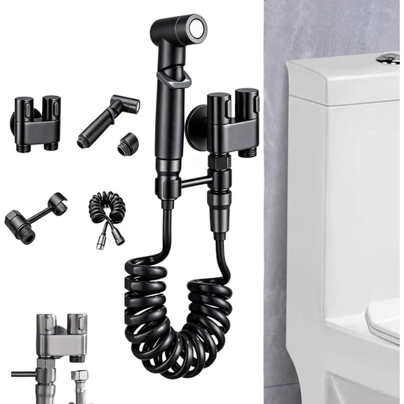 1-in-2-Handheld Out Dual Control Valve Bidet Sprayer for Toilet, New Bidets Washer Kit with Adjustable Pressure Valves, Bathroom Faucet Dual Control, Easy to Use (Gray)