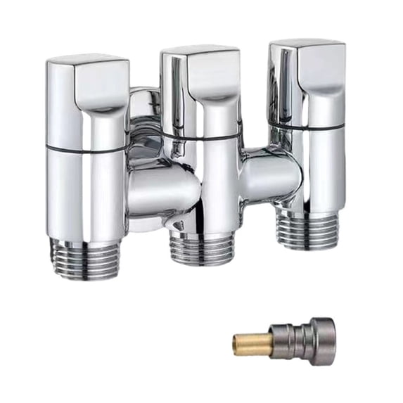 1 in 3 Out Water Diversion Valve Toilet Partner Three-Way Faucet Angle Valve Machine Faucet Multi-function Shunt Valve (Silver)
