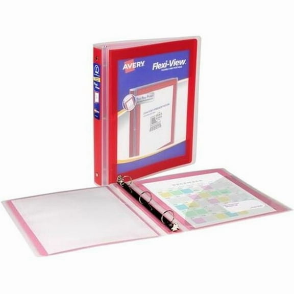1 in. 3 Ring Flexi-View Binder, Red - 175 Sheet Capacity