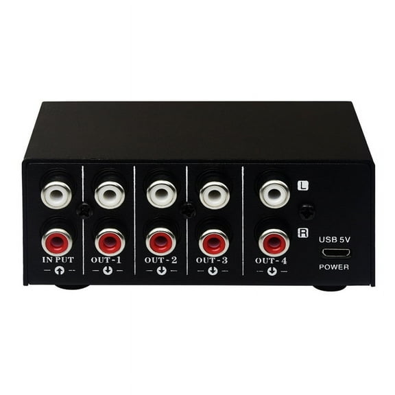 1 in 4 out Stereo Signal Source Splitter audio frequency signal distribute device non consumption output interface