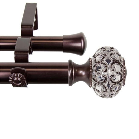 1 in. Bailey Double Curtain Rod, Bronze - 66-120 in.