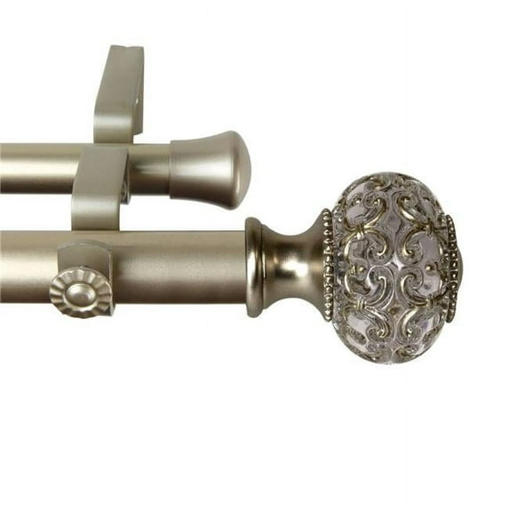 1 in. Bailey Double Curtain Rod, Gold - 28-48 in.
