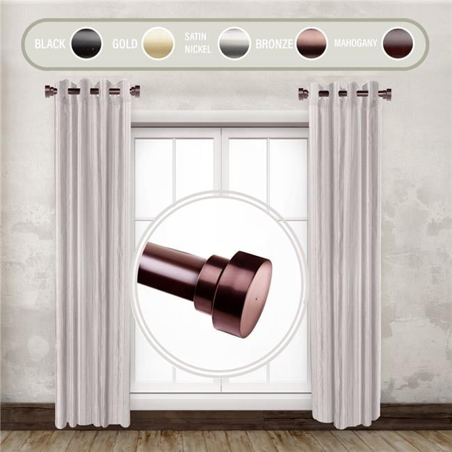 1 in. Basic Side Curtain Rod Set for 12 to 20 in. Winodws, Bronze - Set of 2