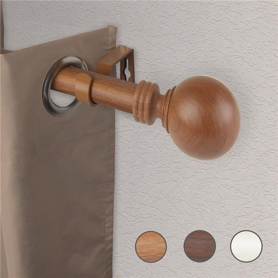 1 in. Chloe Faux Wood Curtain Rod with 120 to 170 in. Extension, Chestnut