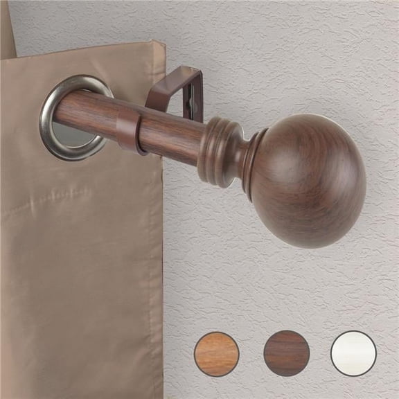 1 in. Chloe Faux Wood Curtain Rod with 160 to 240 in. Extension, Dark Walnut