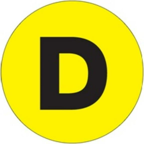 1 in. Circle D Fluorescent Yellow Letter Labels