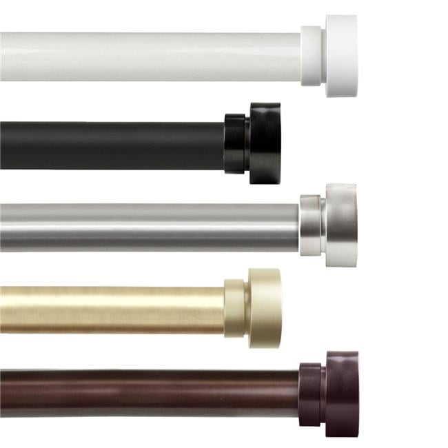 Adjustable Black Metal Curtain Rod with Finial, 18-28 inches