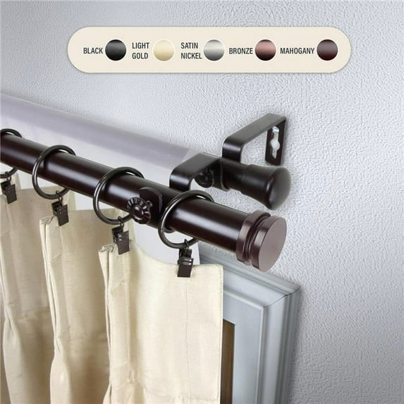 1 in. Cover Double Curtain Rod with 66 to 120 in. Extension, Mahogany