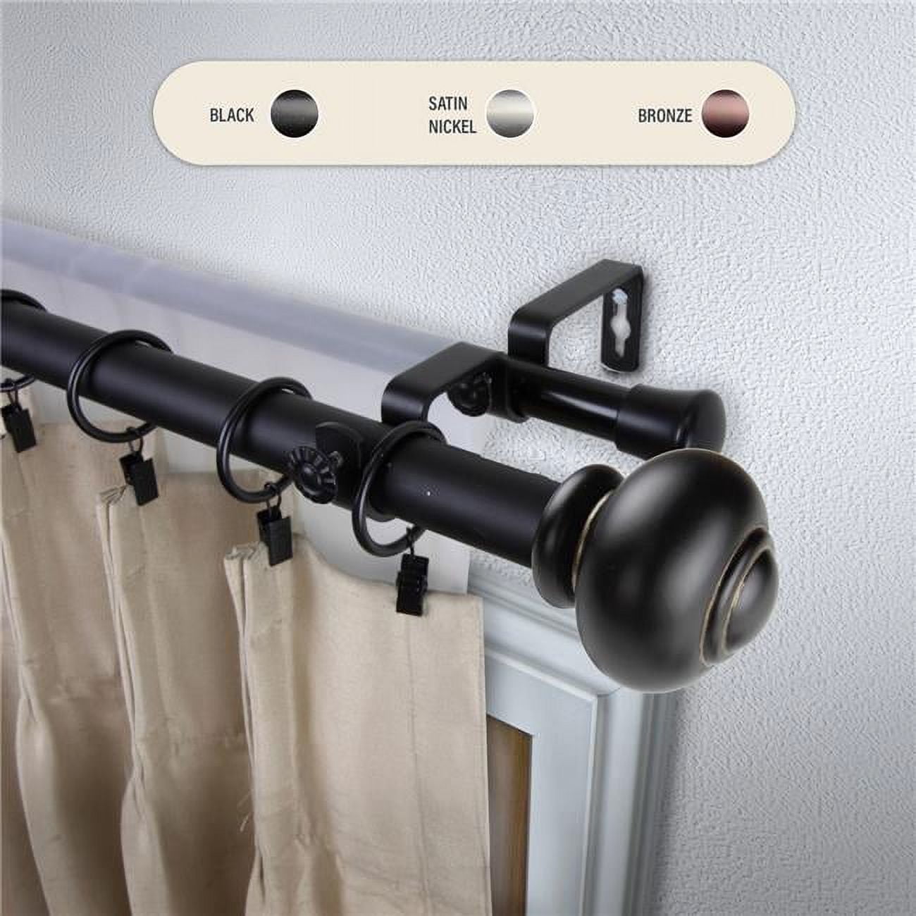 1 in. Dani Double Curtain Rod with 48 to 84 in. Extension, Black