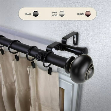 1 in. Dani Double Curtain Rod with 48 to 84 in. Extension, Black