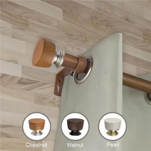 1 in. Dia. Abed Faux Wood Curtain Rod, Chestnut - 120-170 in.