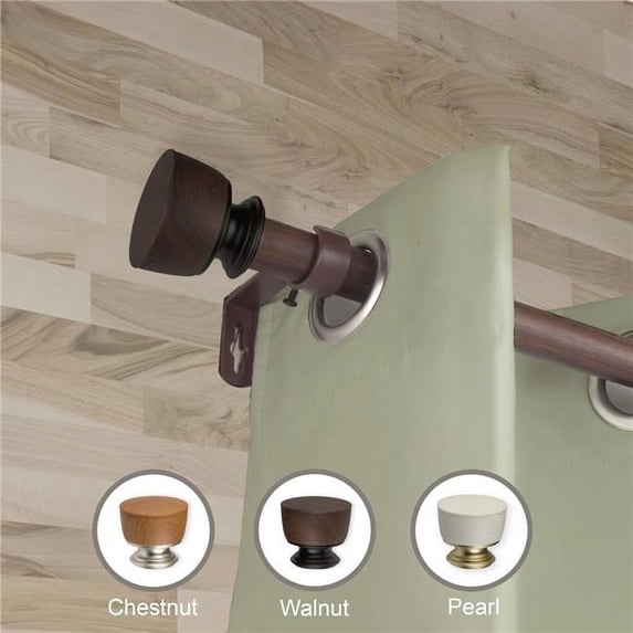 1 in. Dia. Abed Faux Wood Curtain Rod, Dark Walnut - 28-48 in.