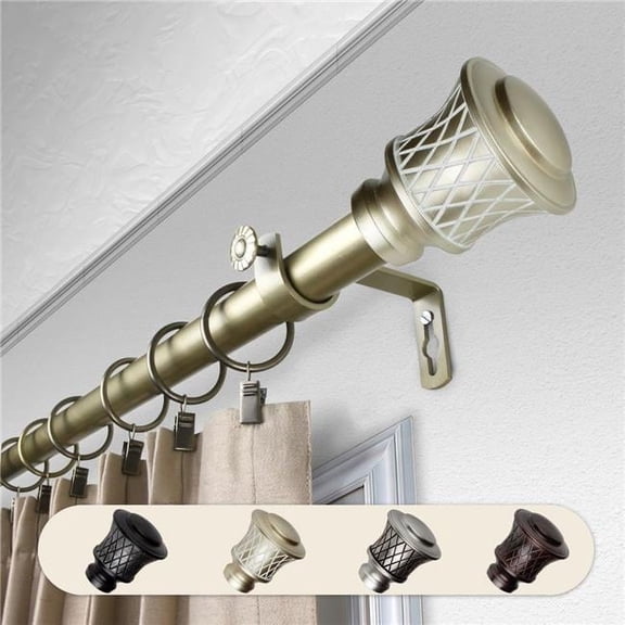 1 in. Dia. Alina Curtain Rod, Light Gold - 160-240 in.