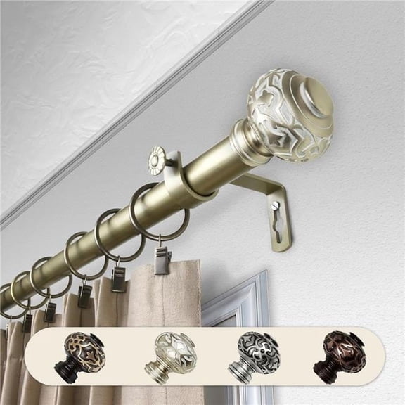 1 in. Dia. Amber Curtain Rod, Light Gold - 48-84 in.