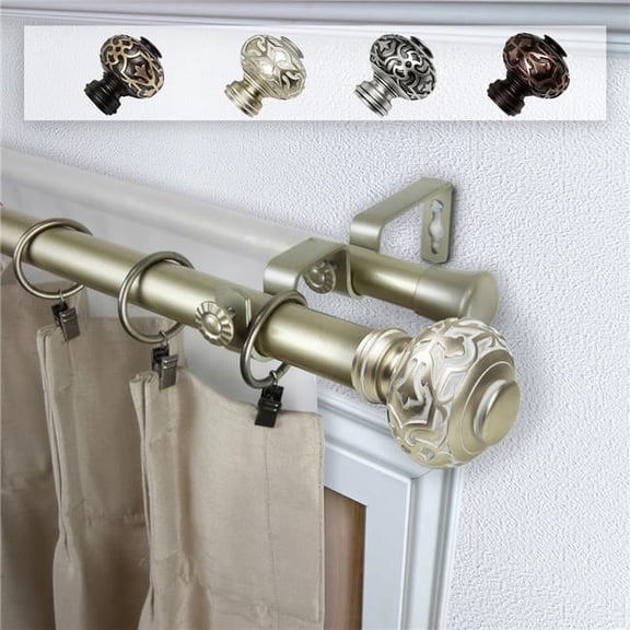 1 in. Dia. Amber Curtain Rod, Light Gold - 48-84 in.