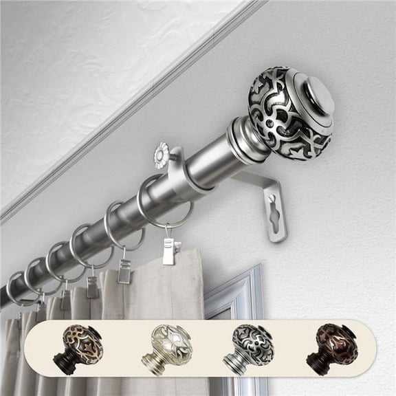 1 in. Dia. Amber Curtain Rod, Satin Nickel - 66-120 in.