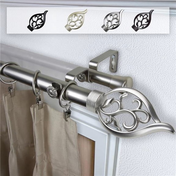 1 in. Dia. Clair Curtain Rod, Satin Nickel - 48-84 in.