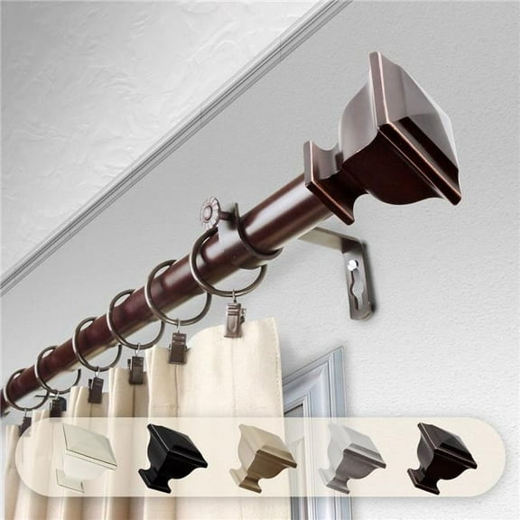 1 in. Dia. Isha Curtain Rod, Bronze - 66-120 in.