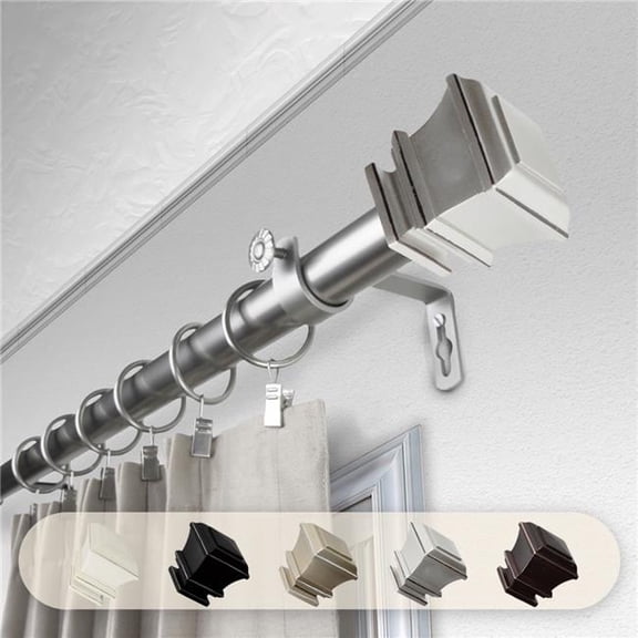 1 in. Dia. Michel Curtain Rod, Satin Nickel - 160-240 in.