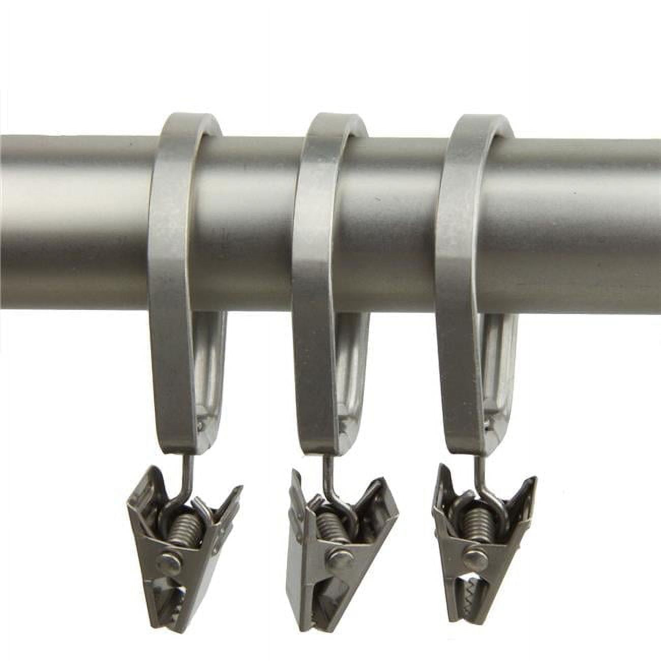 1 in. Dia. Pivot Curtain Rings with Clips, Satin Nickel