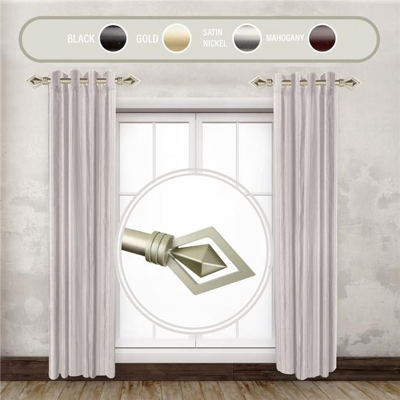 1 in. Lance Side Curtain Rod Set for 12 to 20 in. Winodws, Gold - Set ...