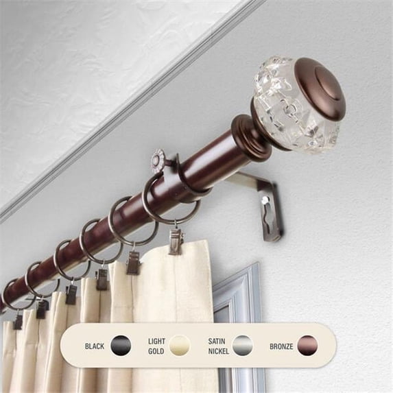 1 in. Lyla Curtain Rod with 28 to 48 in. Extension, Bronze