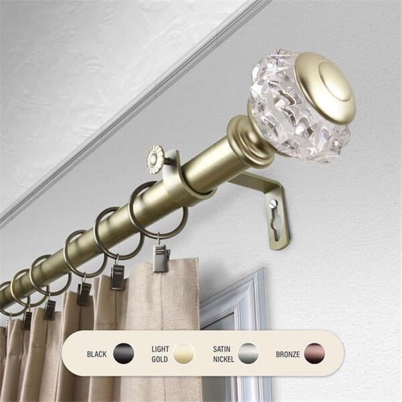 1 in. Lyla Curtain Rod with 48 to 84 in. Extension, Gold
