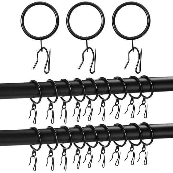 1 in Metal Drapery Curtain Rings with Pin Hooks for Window Door Shower (Set of 40)