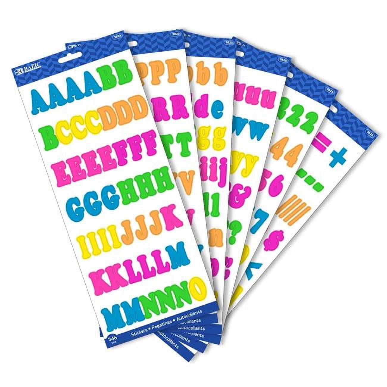 1 in. Multicolor Alphabet Stickers, 10 Sheets - Case of 24