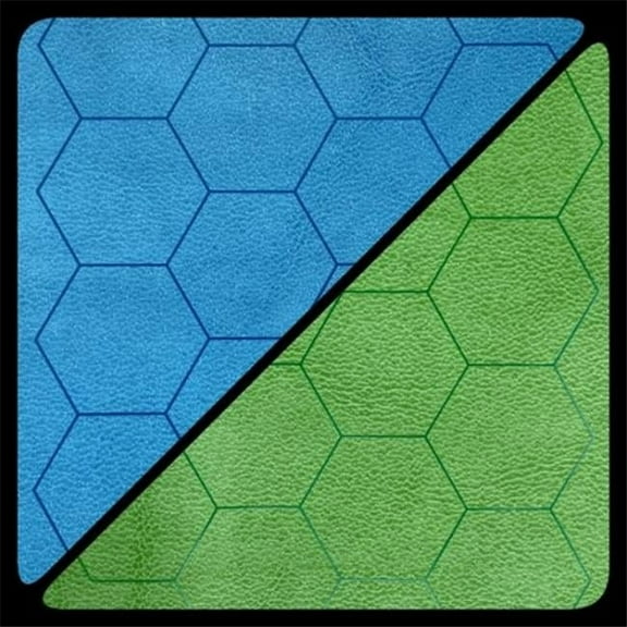 1 in. Reversible Hexes Battlemat Board Game, Blue & Green