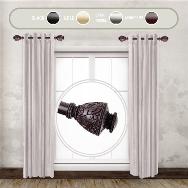 1 in. Ron Side Curtain Rod Set for 12 to 20 in. Winodws, Mahogany - Set ...