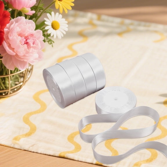 THEGLY 1 inch 25yards,Total 5 roll 125 yards,White Satin Ribbon for Gift Wrapping, Wedding, Crafts, Christmas