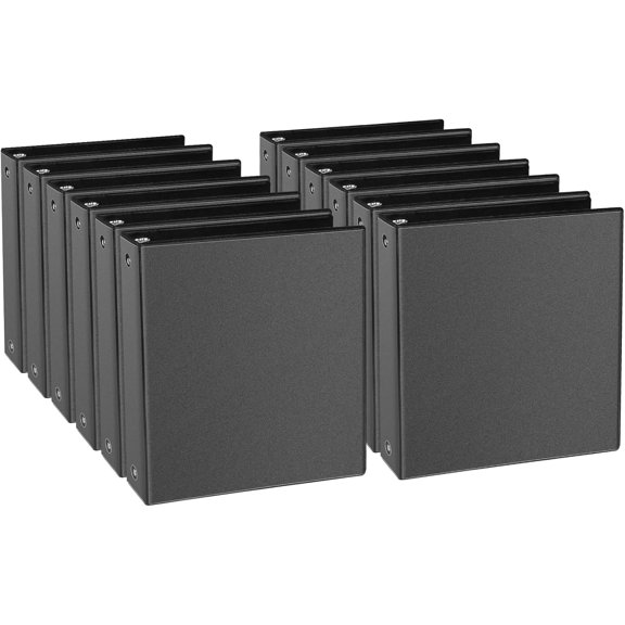 1-inch 3 Ring Binder Fit US Letter Size Paper, 1" Slant D Ring Binders, Presentation View Binder with 2 Pocekts, 12-Pack,Black