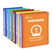 1 inch 3 Ring Binder Notebook Binders Holds 200 Sheets of Letter Size School Paper Organizer with Pockets 6 Pack PVC-Free Assorted Pastel Colors View