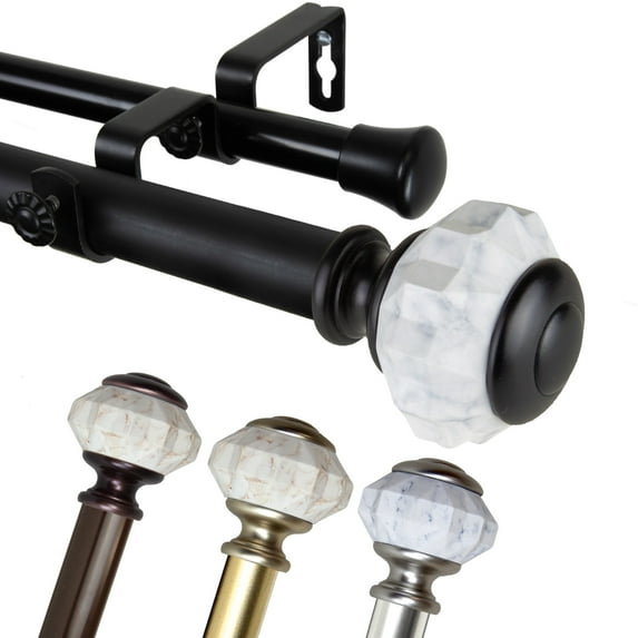 1 inch Aria Double Curtain Rod 28-48" - Gold