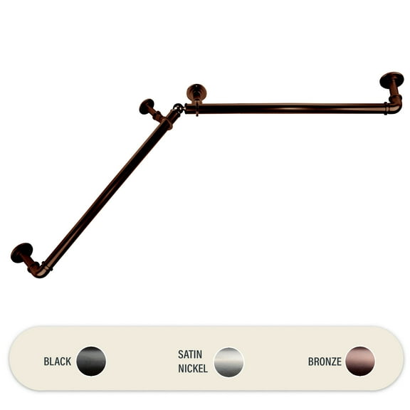 1 inch Blackout Corner Curtain Rod 48-84 inch - Bronze