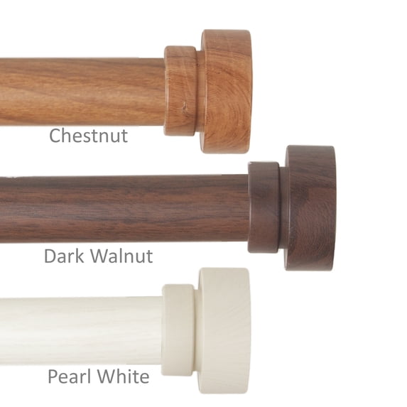 1 inch Brett Faux Wood Curtain Rod 48-84" - Pearl White
