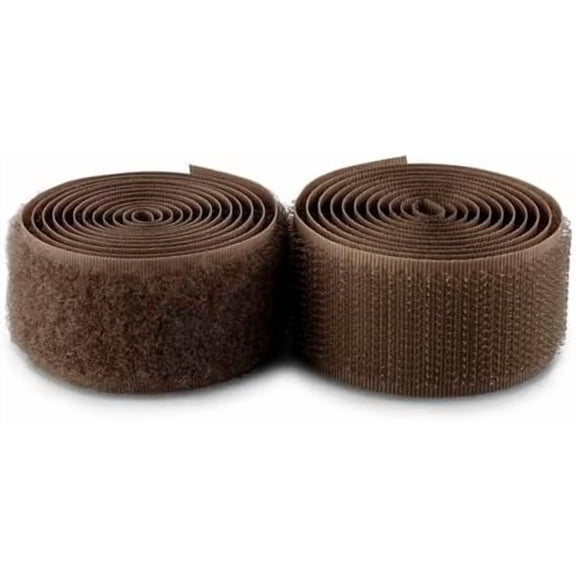 1 inch Brown Hook and Loop Tape Sew On Fastener Tape Non-Adhesive 1 Yd Length Hook and Loop Nylon Hook Loop Tape for Fabric for Military Form Bags Clothes Shoes Backpacks DIY Craft