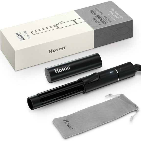 1 inch Ceramic Mini Curling Iron for Short Hair, Small Hair Curler Iron for Travel, Dual Voltage Curling Wand for Worldwide Trip(Black)