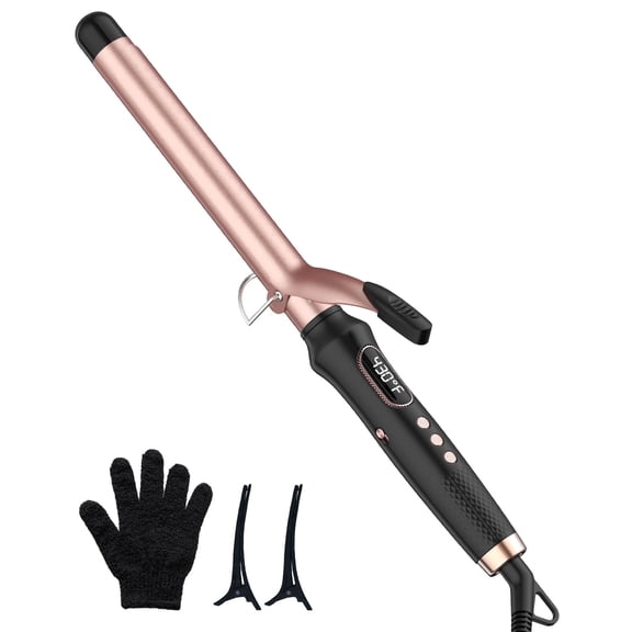 1 inch Curling Iron,100-240V Dual Voltage Culing Wand,Long Barrel Curling Iron Hair，Fast Heating Hair Curler with 12 Heat Settings with LED Display