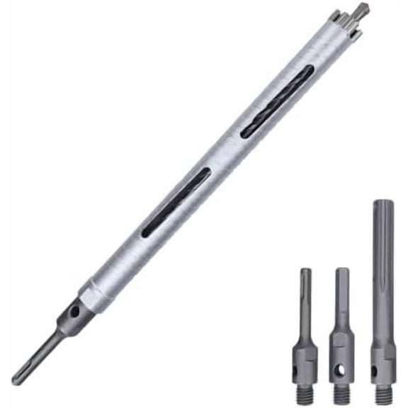 1 inch Dry Core Drill Bit, 10" Drilling Depth, 5/8"-11 Thread Core Drill Bit for Concrete Masonry Brick Block, Includes 3 Adapters Plus, Max and Hex (1 inch)